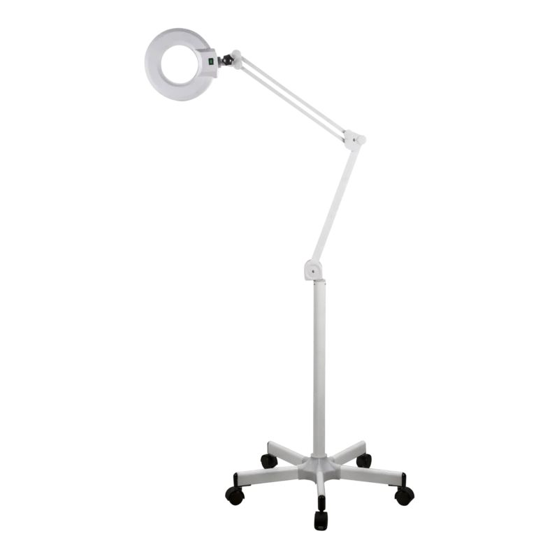 Kaemark An image of a white magnifying lamp on a black background.