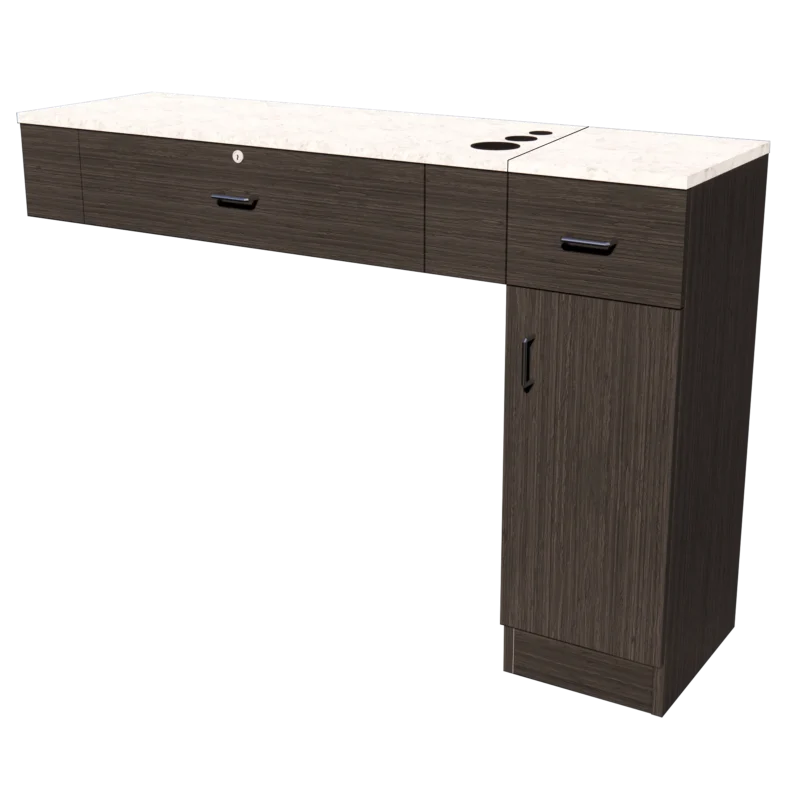 Kaemark An image of a Nova American-Made Combo Styling Station with a sink and a drawer.