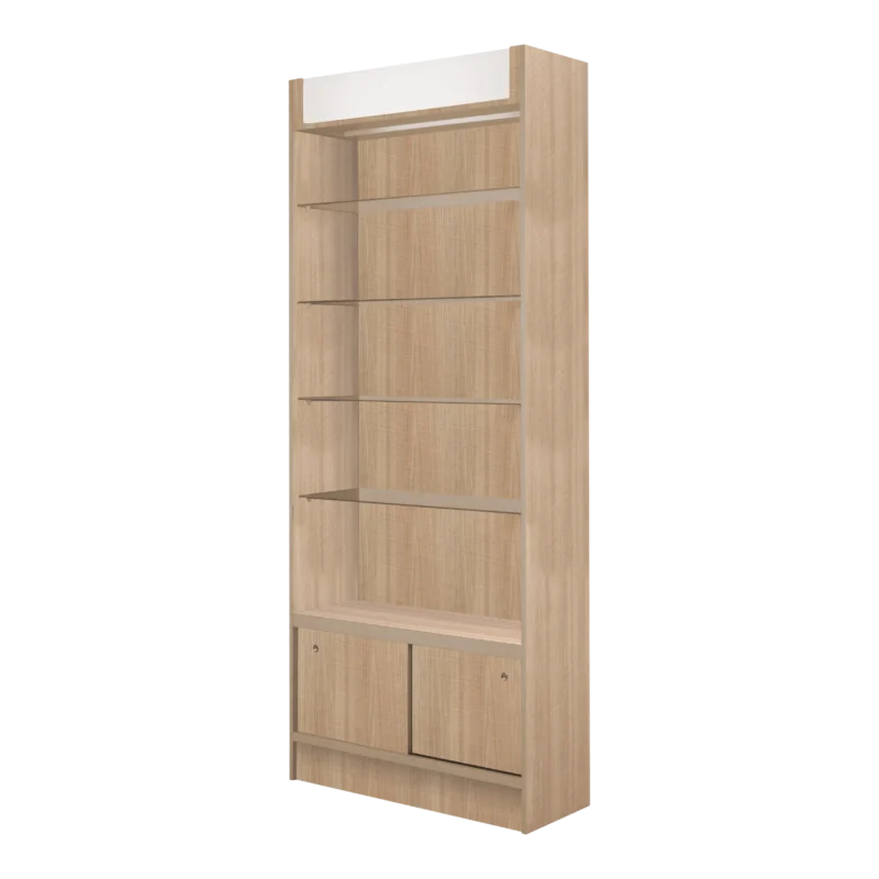 Kaemark A Passport American-Made Retail Display Cabinet with shelves and a door.