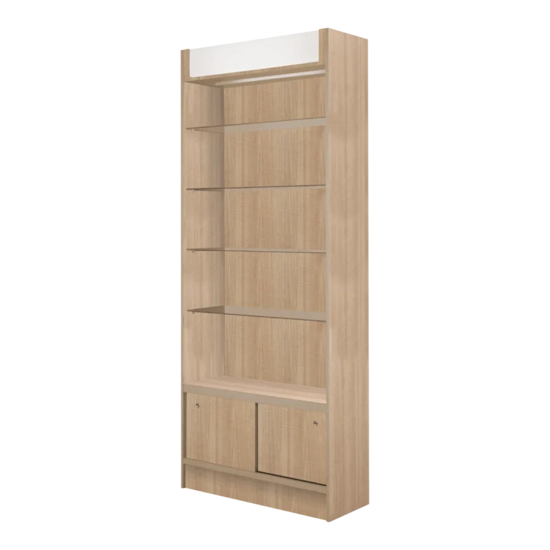 Kaemark A Passport American-Made Retail Display Cabinet with shelves and a door.