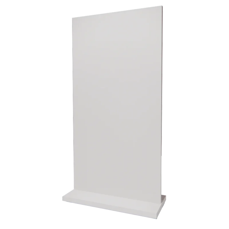 Kaemark A white Privacy Panels on a stand against a black background.