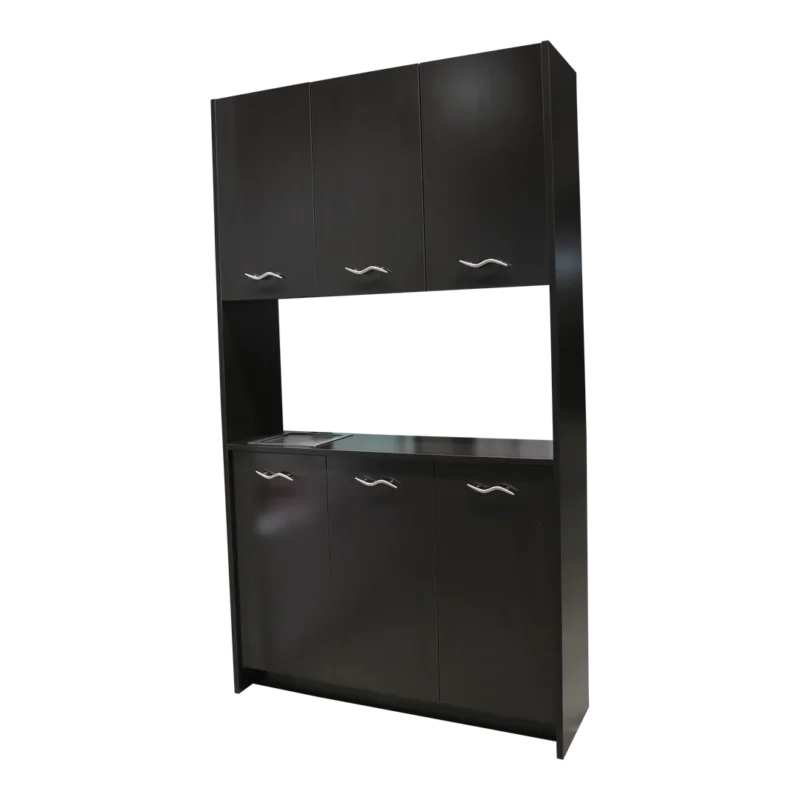 Kaemark A Portal American-Made Back Bar with shelves and drawers.