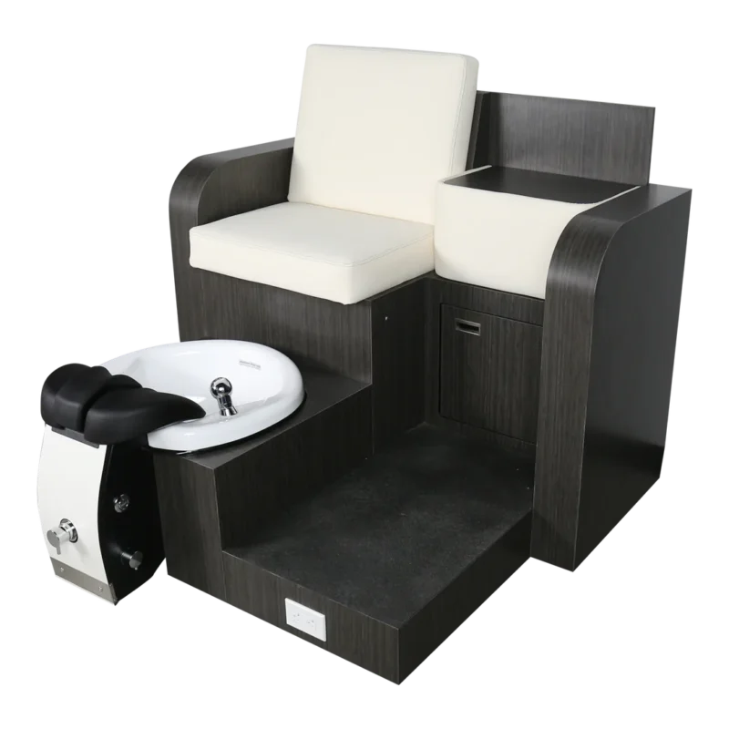 Kaemark A Reflections Pedicure Unit with a seat and a foot rest.