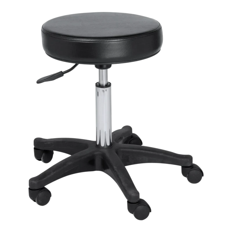 Kaemark A Poppy Manicure Salon Stool with casters on a white background.