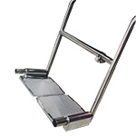 Kaemark A stainless steel ladder with a handle on it.