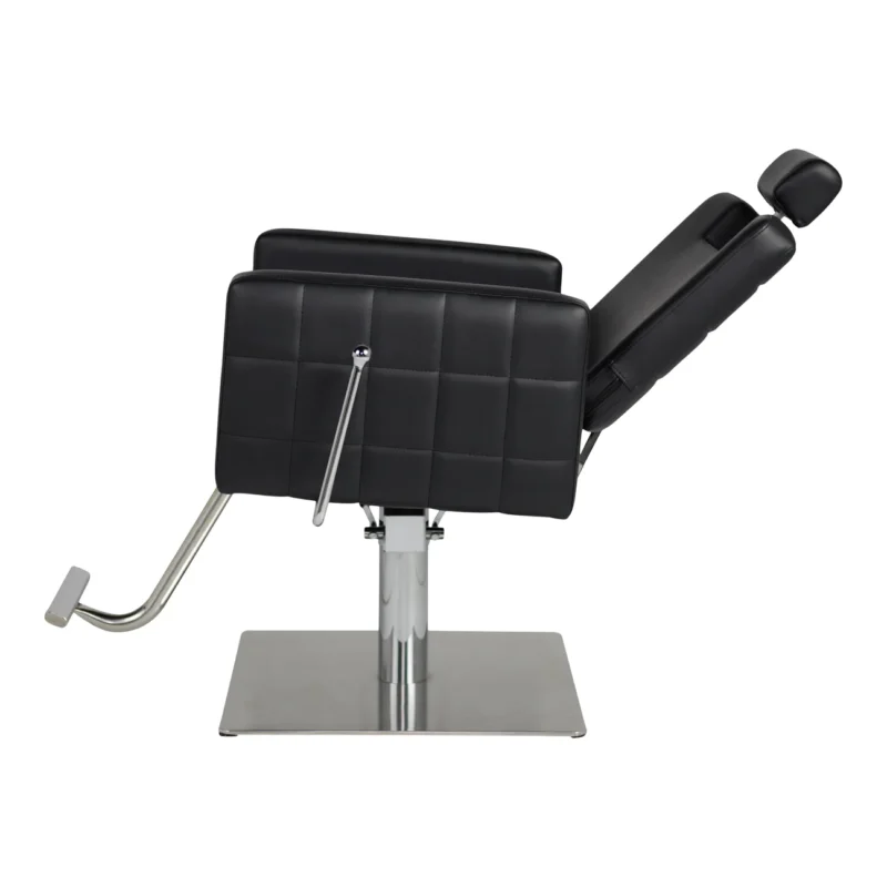 Kaemark A black Gwyneth All-Purpose Chair with a chrome base.