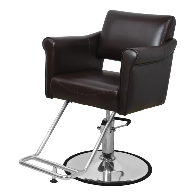 Kaemark A brown leather Kennedy Styling Chair on a chrome base.