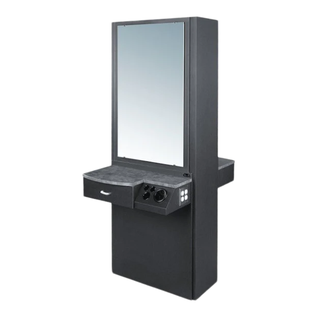 Kaemark A La Carte American-Made Double Styling Station with a mirror on top.