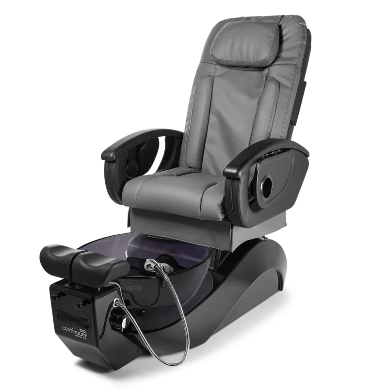 Kaemark A grey and black Le Rêve Pedicure Spa by Continuum Pedicure Spas with a foot massager.