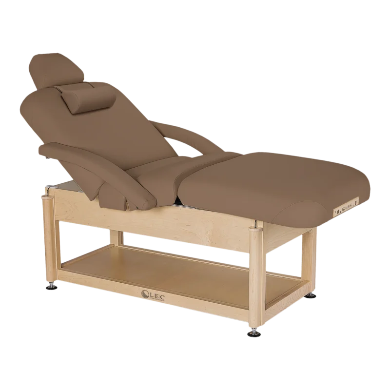 Kaemark A Sonoma Salon Spa Treatment Table Shelf Base with a wooden base.