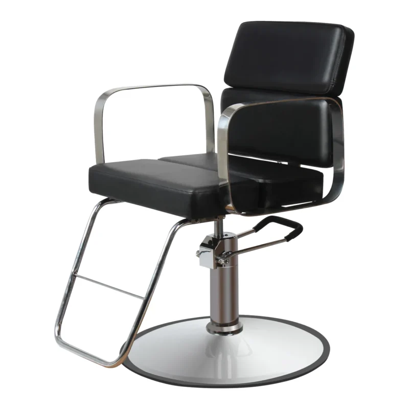 Kaemark A black Zac styling chair with a chrome base.