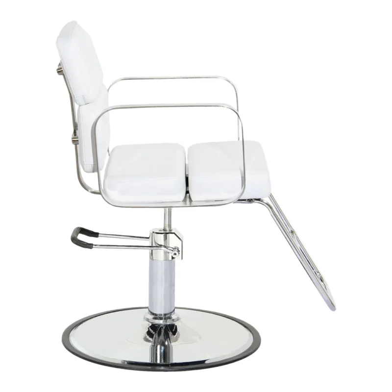 Kaemark A white Zac Styling Chair with a chrome base.