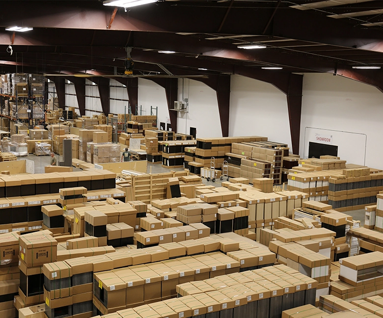 Kaemark A warehouse with many boxes.