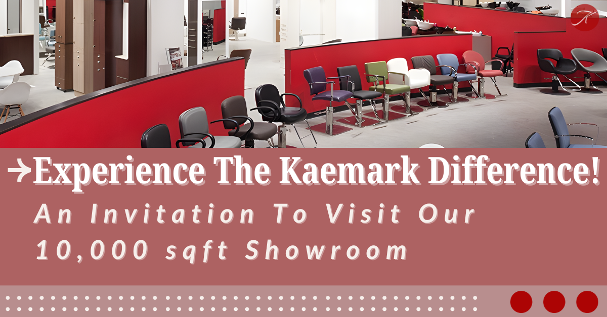 Featured blog post header image of our showroom with an message inviting customer to visit us