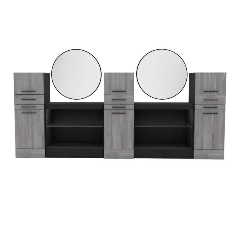 Westin Magnifico American-made Styling Station, Two Operator Salon Station – Round LED Mirror