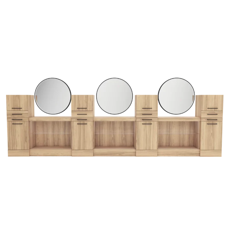 Westin Magnifico American-made Styling Station, Three Operator Salon Station – Round LED Mirror