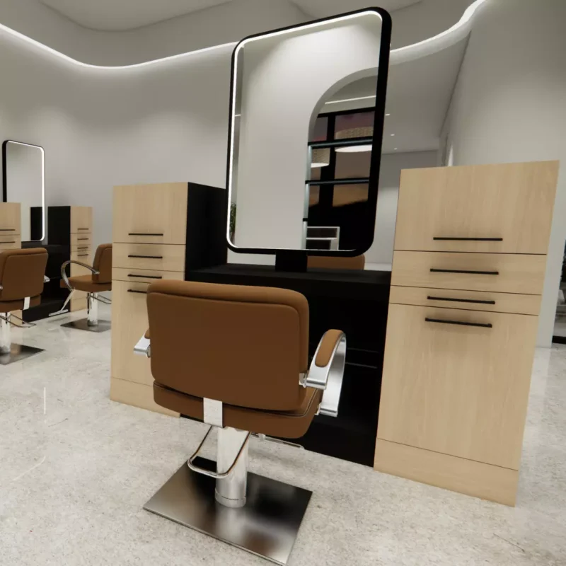 Westin Magnifico American-made B2B Single Styling Station – Short LED Mirror Renderings