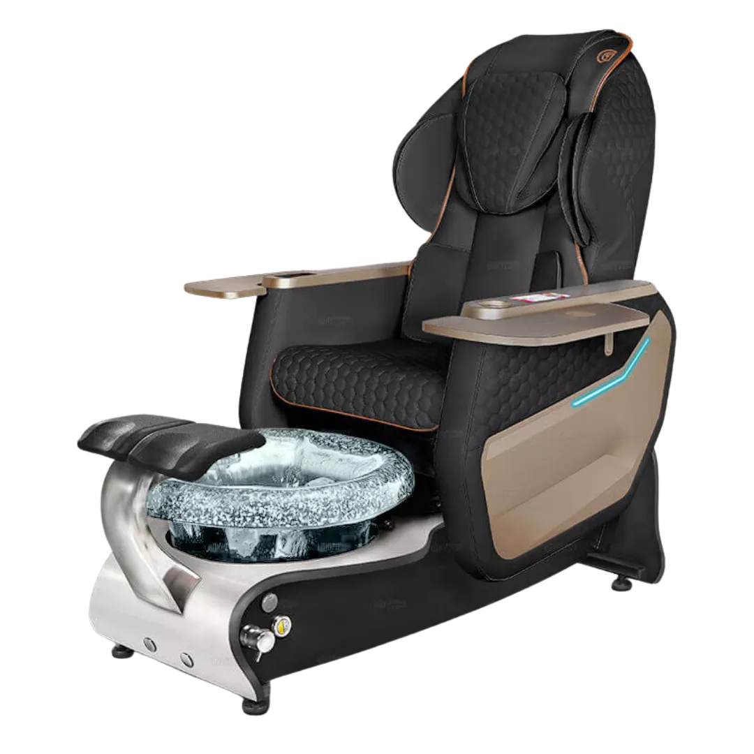 Maravilla Relax Spa - Blackwith Clear BowlWhite Marble Laminate Base