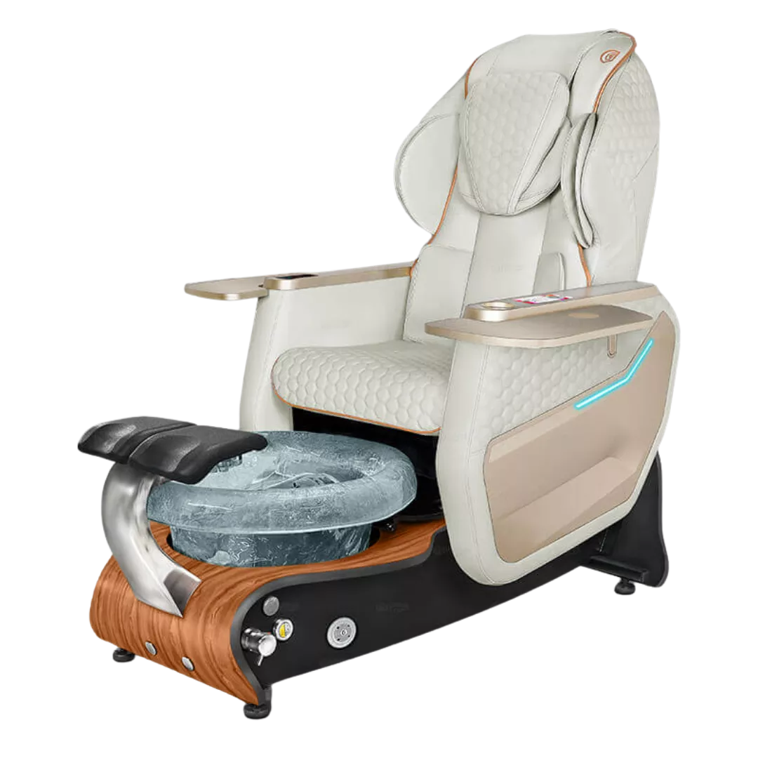 Maravilla Relax Spa - Whitewith Clear BowlCognac Maple Laminate Base